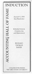 Accounting Hall of Fame Induction: Introduction of, Citation for and Response by Richard Thomas Baker, San Francisco, August 9, 1993