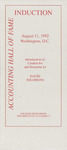 Accounting Hall of Fame Induction: Introduction of, Citation for and Response by David Solomons, Washington, D. C., August 11, 1992