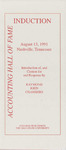 Accounting Hall of Fame Induction: Introduction of, Citation for and Response by Raymond John Chambers, Nashville, Tennessee, August 13, 1991
