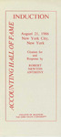 Accounting Hall of Fame Induction:  Citation for and Response by Robert Newton Anthony, New York City, New York, August 21, 1986