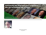 Announcing the 2018 Induction of Members into the Accounting Hall of Fame by American Accounting Association