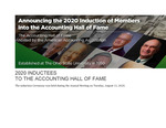 Announcing the 2020 Induction of Members into the Accounting Hall of Fame by American Accounting Association