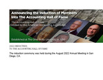 Announcing the 2022 Induction of Members into the Accounting Hall of Fame by American Accounting Association