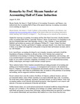 Remarks by Prof. Shyam Sunder at Accounting Hall of Fame Induction August 18, 2020 by Shyam Sunder