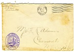Allan Boyce Adams, F.A. Camp De Souge, A.P.O 705, American E.F., France to Mrs. Joel Randolph Adams, Claremont, Mississippi. December 5, 1918.