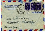 Rivers E. Adams, Waldorf-Astoria, New York, To Mrs. Joel Randolph Adams, Claremont, Mississippi. January 15, 1947. by Rivers E. Adams