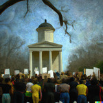 Oil painting of a protest in Mississippi by Anna Hite