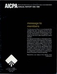 AICPA annual report 1985-86; Message to members by American Institute of Certified Public Accountants