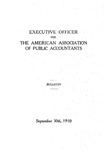 Executive officer for the American Association of Public Accountants; Bulletin, September 30th, 1910