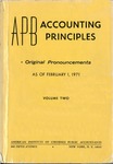 APB accounting principles: volume 2: Original pronouncements as of February 1, 1971