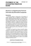 Disclosure of supplemental financial information by diversified companies; Statement of the Accounting Principles Board 2;APB Statement 2; by American Institute of Certified Public Accountants. Accounting Principles Board