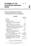 Financial statements restated for general price-level changes; Statement of the Accounting Principles Board 3;APB Statement 3; by American Institute of Certified Public Accountants. Accounting Principles Board