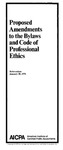 Proposed amendments to the bylaws and code of professional ethics, Referendum, January 30, 1978