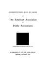 Constitution and By-Laws, as Amended at the New York Annual Meeting, October, 1910 by American Association of Public Accountants