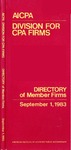 Directory of Member Firms, September 1, 1983 by American Institute of Certified Public Accountants. Division of CPA Firms