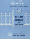 Highlight Program, 70th Annual Meeting, October 27-30, 1957, New Orleans, Louisiana by American Institute of Certified Public Accountants (AICPA)