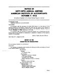 Notice of sixty-fifth Annual meeting of the American Institute of Accountants, Houston, October 7, 1952. by American Institute of Accountants