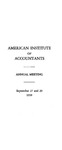 Annual meeting, September 27 and 29, 1938. by American Institute of Accountants