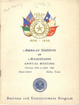 Annual meeting, October 19th to 22nd, 1936, Baker Hotel, Dallas, Texas: business and entertainment program.