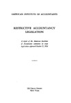 Restrictive accountancy legislation; a report of the American Institute of Accountants committee on state legislation approved October 15, 1934. by Will-A. Clader and American Institute of Accountants. committee on state legislation