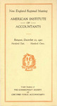 New England regional meeting banquet, December 10, 1921. by American Institute of Accountants and Connecticut Society of Certified Public Accountants