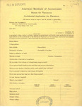 Bureau for Placements: Confidential Application for Placement. by American Institute of Accountants. Bureau of Placements