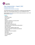 Open meeting minutes — August 3, 2022 by American Institute of Certified Public Accountants. Professional Ethics Division. Professional Ethics Executive Committee