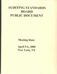Auditing Standards Board Public Document, Meeting Date: April 5-6, 2000, New York, NY by American Institute of Certified Public Accountants. Auditing Standards Board