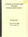 Auditing Standards Board Public Document, Meeting Date: July 18-19, 2000, New York, NY by American Institute of Certified Public Accountants. Auditing Standards Board
