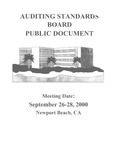 Auditing Standards Board Public Document, Meeting Date: September 26-28, 2000, Newport Beach, CA by American Institute of Certified Public Accountants. Auditing Standards Board