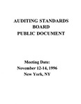 Auditing Standards Board Public Document, Meeting Date: November 12-14, 1996, New York, NY by American Institute of Certified Public Accountants. Auditing Standards Board