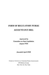 Form of Regulatory Public Accountancy Bill by American Institute of Accountants. Committee on State Legislation