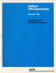 Uniform CPA examination. Questions and unofficial answers, 1990 November by American Institute of Certified Public Accountants. Board of Examiners