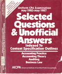 Uniform CPA Examination, May 1983-May 1987, Selected Questions & Unofficial Answers Indexed To Content Specification Outlines by James D. Blum, Steven Rubin, Bruce H. Biskin, and American Institute of Certified Public Accountants. Board of Examiners
