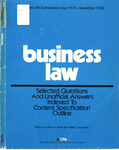 Uniform CPA Examination/May 1979-November 1983 -- Business Law, Selected Questions and Unofficial Answers Indexed to Content Specification Outline by James D. Blum and Mark S. Goldstein