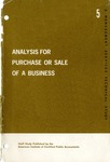 Analysis for purchase or sale of a business: staff study; Management Services technical study, no. 5