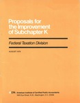 Proposals for the improvement of subchapter K