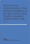 Report on the implementation of the recommendations of the Task Force on the Quality of Audits of Governmental Units