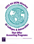 1993-94 AICPA Directory of Colleges & Universities that Offer Accounting Programs by American Institute of Certified Public Accountants. Academic & Career Development