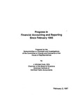 Progress in financial accounting and reporting since February 1985