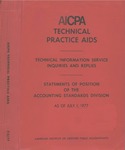 AICPA Technical Practice Aids as of July 1, 1977