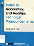 Index to accounting and auditing technical pronouncements, as of July 1, 1980