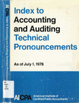 Index to accounting and auditing technical pronouncements, as of July 1, 1978 by American Institute of Certified Public Accountants (AICPA)