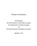 Principles of Reciprocity by American Institute of Certified Public Accountants (AICPA), Canadian Institute of Chartered Accountants, and National Association of State Boards of Accountancy