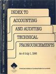 Index to accounting and auditing technical pronouncements, as of July 1, 1986