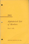 Alphabetical List of Members, 1965, Part 1, A-K by American Institute of Certified Public Accountants (AICPA)