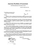Letters from C. Oliver Wellington, President, AIA, to Members and Associates of the AIA, and John L. Carey, Secretary, AIA, to State Society Presidents, re: Institute's Second Public Information Pamphlet, "Financial Statements--What They Mean". by C. Oliver Wellington and John L. Carey