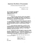 Letters from Frank A. Gale, Assistant Secretary, AIA, to Chairman and Members, Ways and Means Committee, House of Representatives, and Finance Committee, United States Senate, re: Printed Text of an Address, "Enterprise and Cooperation," Presented in Early December At a Series of Dinners Honoring C. Oliver Wellington of New York, President, AIA. by Frank A. Gale