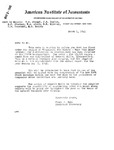 Letter from Frank A. Gale, Assistant Secretary, AIA, to V. H. Stempf, J. B. Inglis, R. F. Starkey, W. A. Staub, W. W. Nissley, C. B. Couchman and G. D. Bailey, re: First Order for Copies of "Financial Statements--What They Mean". by Frank A. Gale
