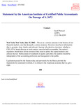 Statement by the American Institute of Certified Public Accountants On Passage of S. 2673